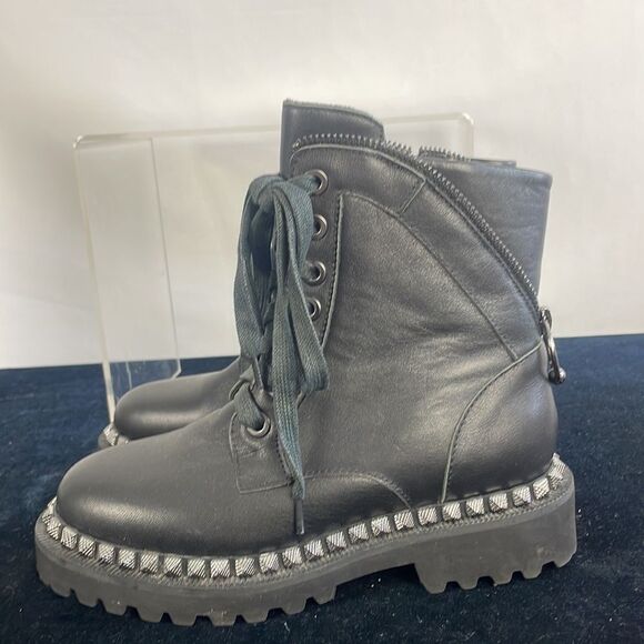 Vince Camuto Black Studded Workboots - Picture 4 of 8